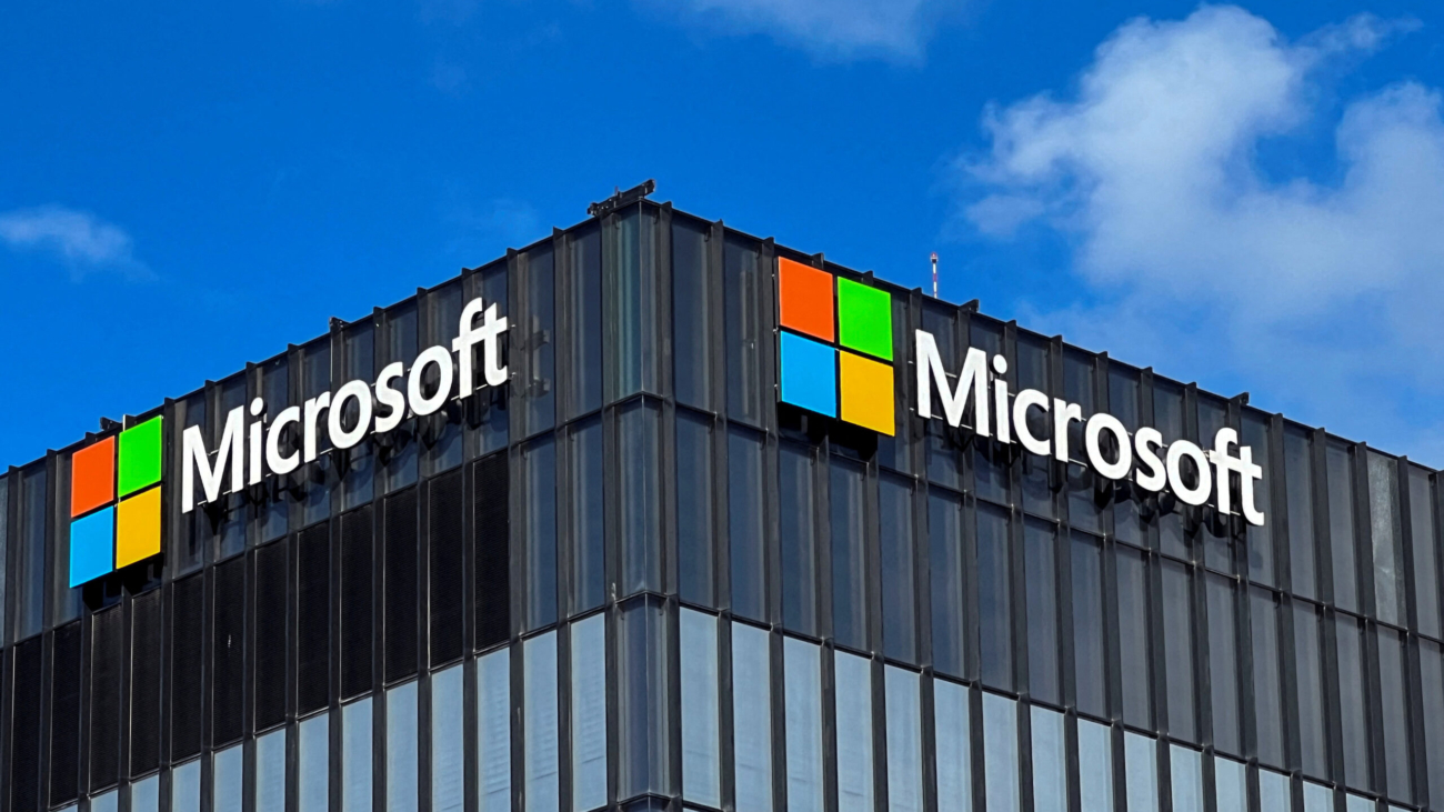 FILE PHOTO: The logo of Microsoft is seen on the exterior of their offices in Herzliya, near Tel Aviv, Israel December 27, 2022. REUTERS/Rami Amichay