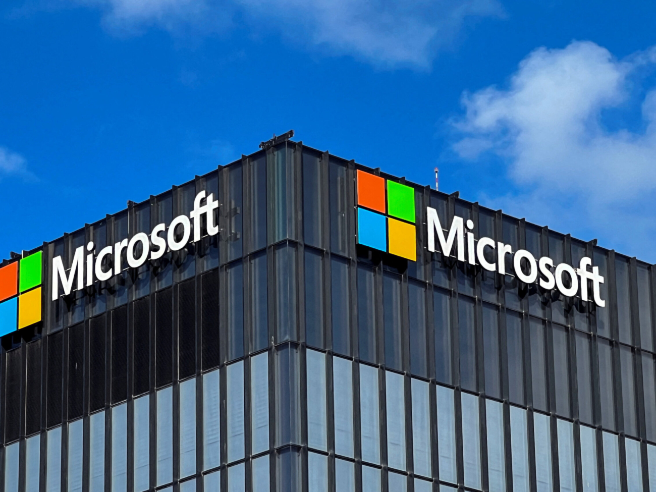 FILE PHOTO: The logo of Microsoft is seen on the exterior of their offices in Herzliya, near Tel Aviv, Israel December 27, 2022. REUTERS/Rami Amichay